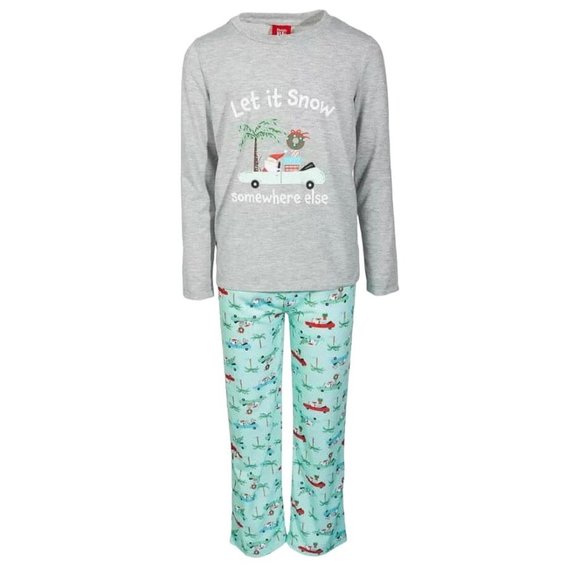 Family Pijamas Kids Unisex Tropical Christmas Santa Mix Pajama Set Tea Green 6-7 - Picture 1 of 4